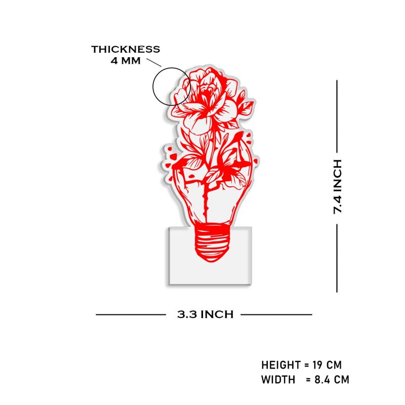 3D Illusion Flower Light Bulb Desk Table Lamp  Unique Lamp for Decoration  Bedside Table Lamp Kids Room Decor Lamp Home Office Decor Light (Warm White Light)